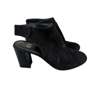 Eileen Fisher Ideal Black Suede Closed Toe Sling Back Heels Size 7.5